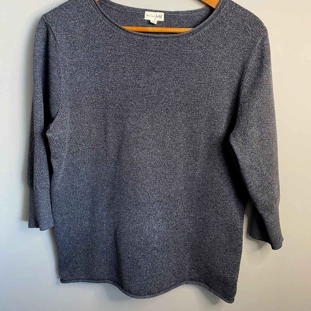 Maison Jules Women's 3/4 Sleeve Gray Long Sleeve Jersey Knit‎ Tee Size X-large